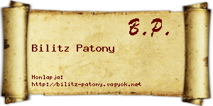 Bilitz Patony névjegykártya